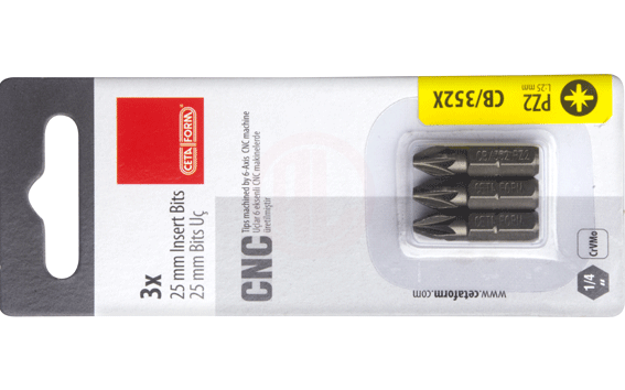 Ceta Form 3 Parça 1/4 İnç Pozidriv Bits Uç Pz1 X 25 Mm / Kartlı